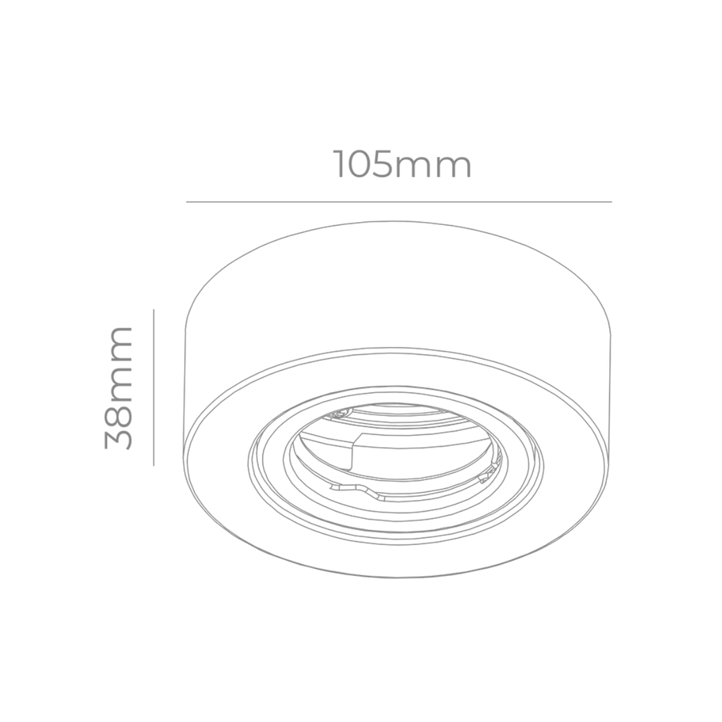 EMBUTIDO ORIENTABLE 1xGU10 DICRO BLANCO TEXT. W: 10,5cm Ø
D: 3,8cm
