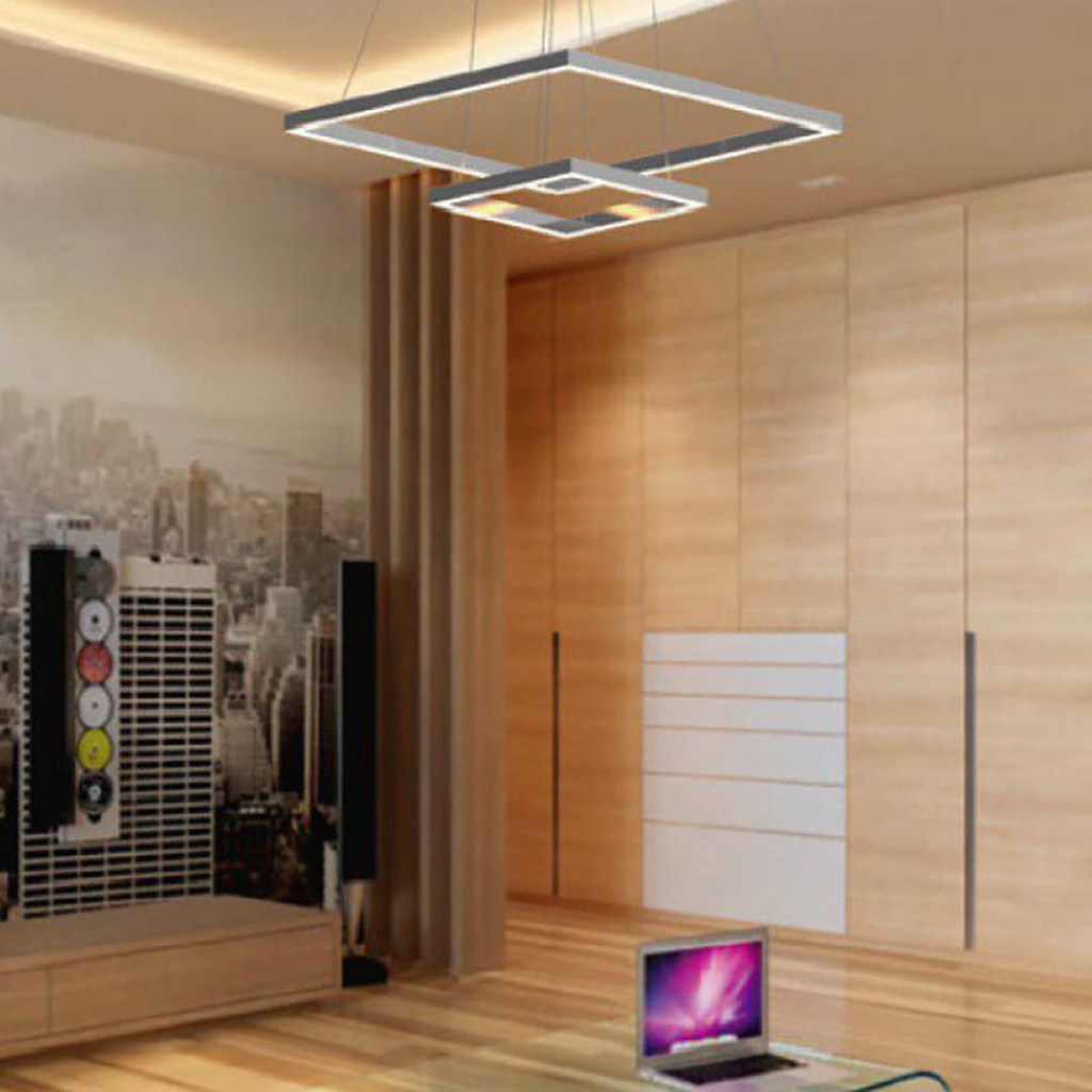 Colgante Quadra 30x30/60x60, 3000K (CAL), Aluminio, 47W