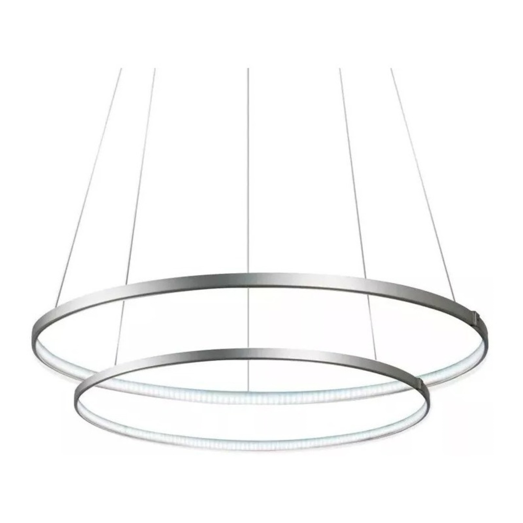 Colgante Saturno Doble Ø60/80 cm, 3000K (CAL), Aluminio, 86W, 1,2m