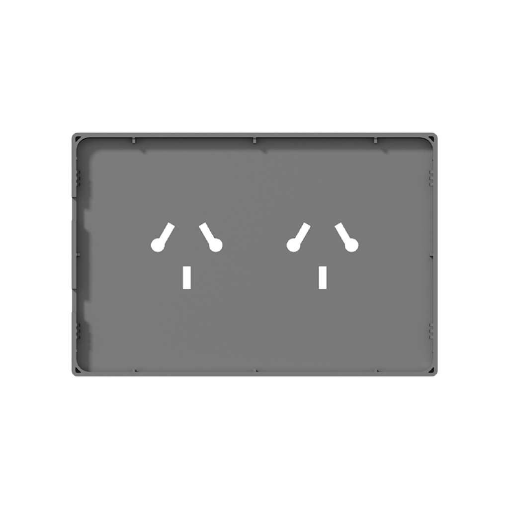 TOMACORRIENTE BI-NORMA DOBLE MILAN MACROLED, AC 250V, 10A MAX. BASTIDOR METALICO, SIN FRENTE