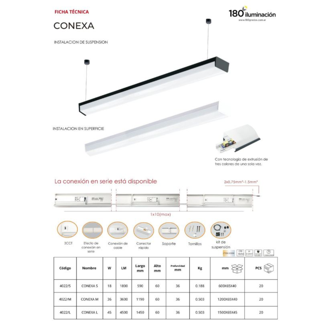 CONEXA S - APLIQUE BARRA LED 18W BLANCO DINAMICO 60X590X36MM BLANCO