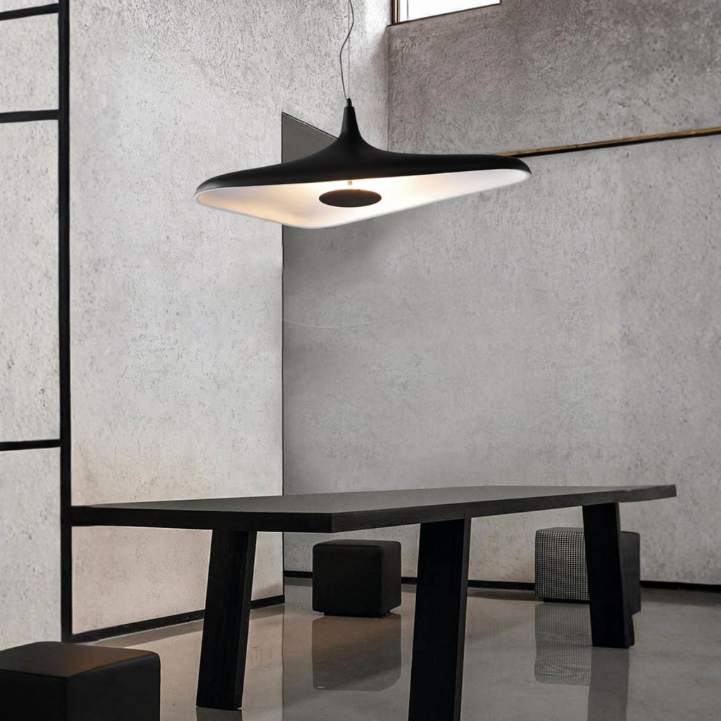 Colgante hecho en resina de color negro de ø60cm de 15w led