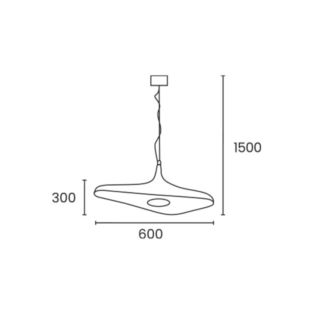 Colgante hecho en resina de color negro de ø60cm de 15w led