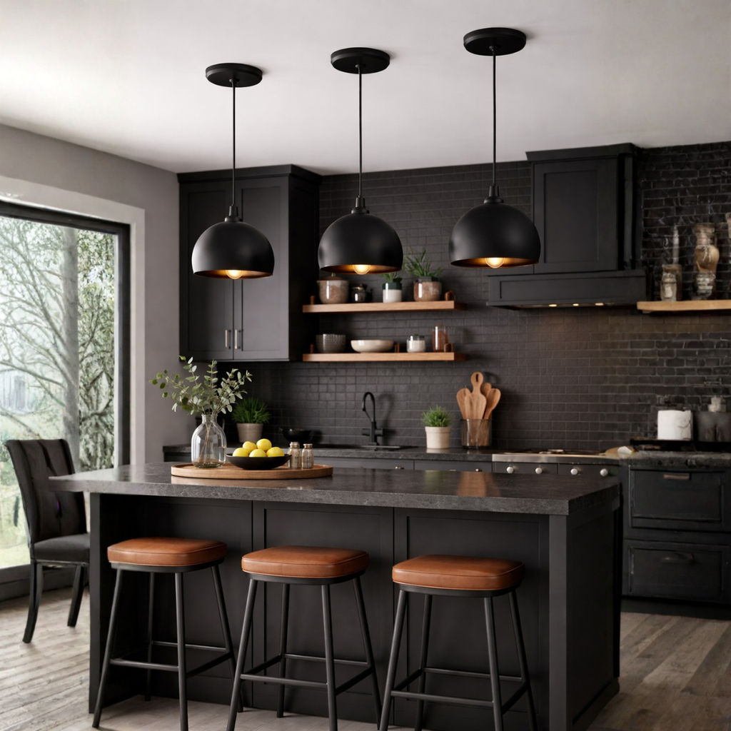 Colgante "FLORENCIA" de chapa 1 x E-27 (150mm) Negro