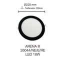 ARENA III -EMPOTRABLE LED 18W REDONDO LUZ FRÍA