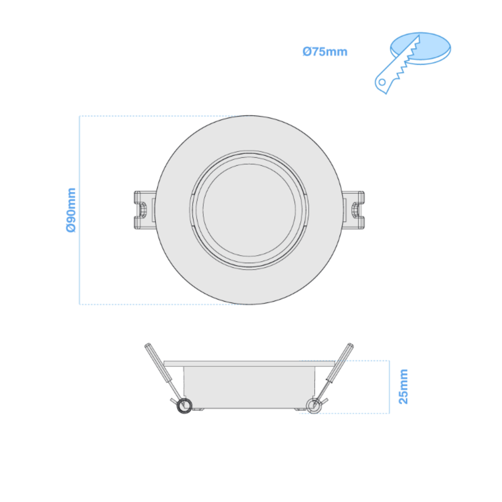 ARTEFACTO DE EMBUTIR REDONDO DICRO X1 MOVIL PVC BLANCO