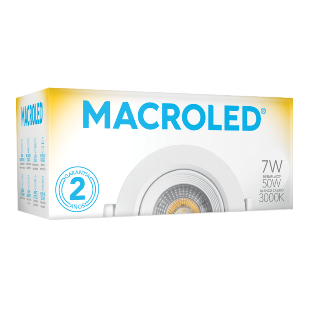 DICROSPOT CIRCULAR 7W LED FCOB AC100-240V 3000K CALIDO 38º