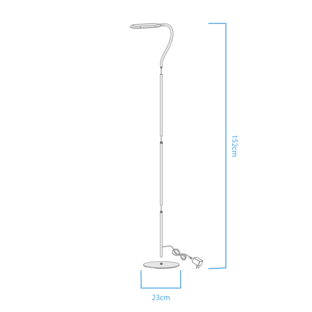 LAMPARA LED DE PIE NEGRO, 10W 850LM, AC100-240V, RA>80, 3 TEMP COLOR, DIMEABLE, MEMORIA ULTIMA FUNCION
