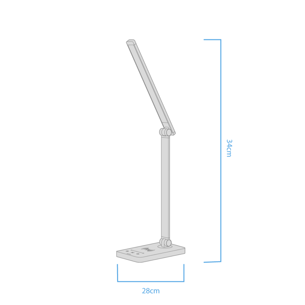 LAMPARA LED VELADOR BLANCO, 5W 300LM, AC100-240V, RA>80, 3 TEMP COLOR, DIMEABLE, CARGADOR INALAMBRICO, SALIDA USB, MEMORIA ULTIMA FUNCION