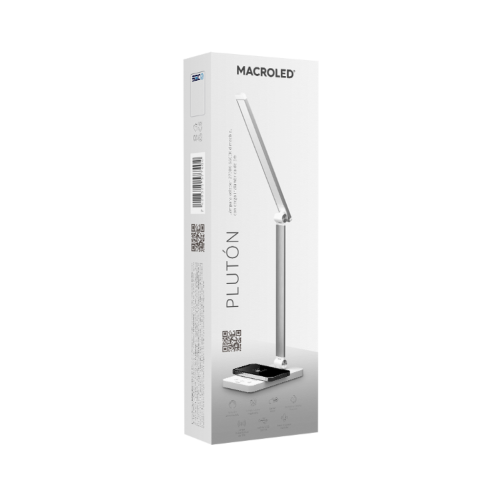 LAMPARA LED VELADOR BLANCO, 5W 300LM, AC100-240V, RA>80, 3 TEMP COLOR, DIMEABLE, CARGADOR INALAMBRICO, SALIDA USB, MEMORIA ULTIMA FUNCION