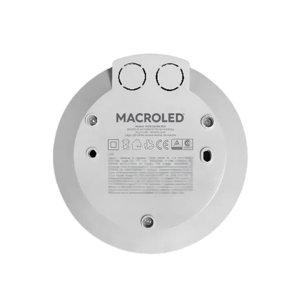 SENSOR DE MOV TECHO MACROLED AC220-240V 2000W MAX, 8M DE ALCANCE, 360º