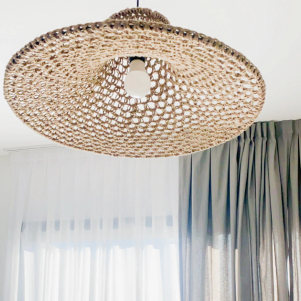 NERVO LAMPARA AVELLINO TEJIDA EN HILO YUTE 15X55X20