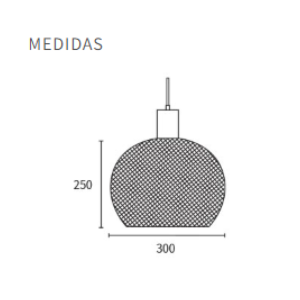 Colgante con madera y rejilla ø30cm para E27 led