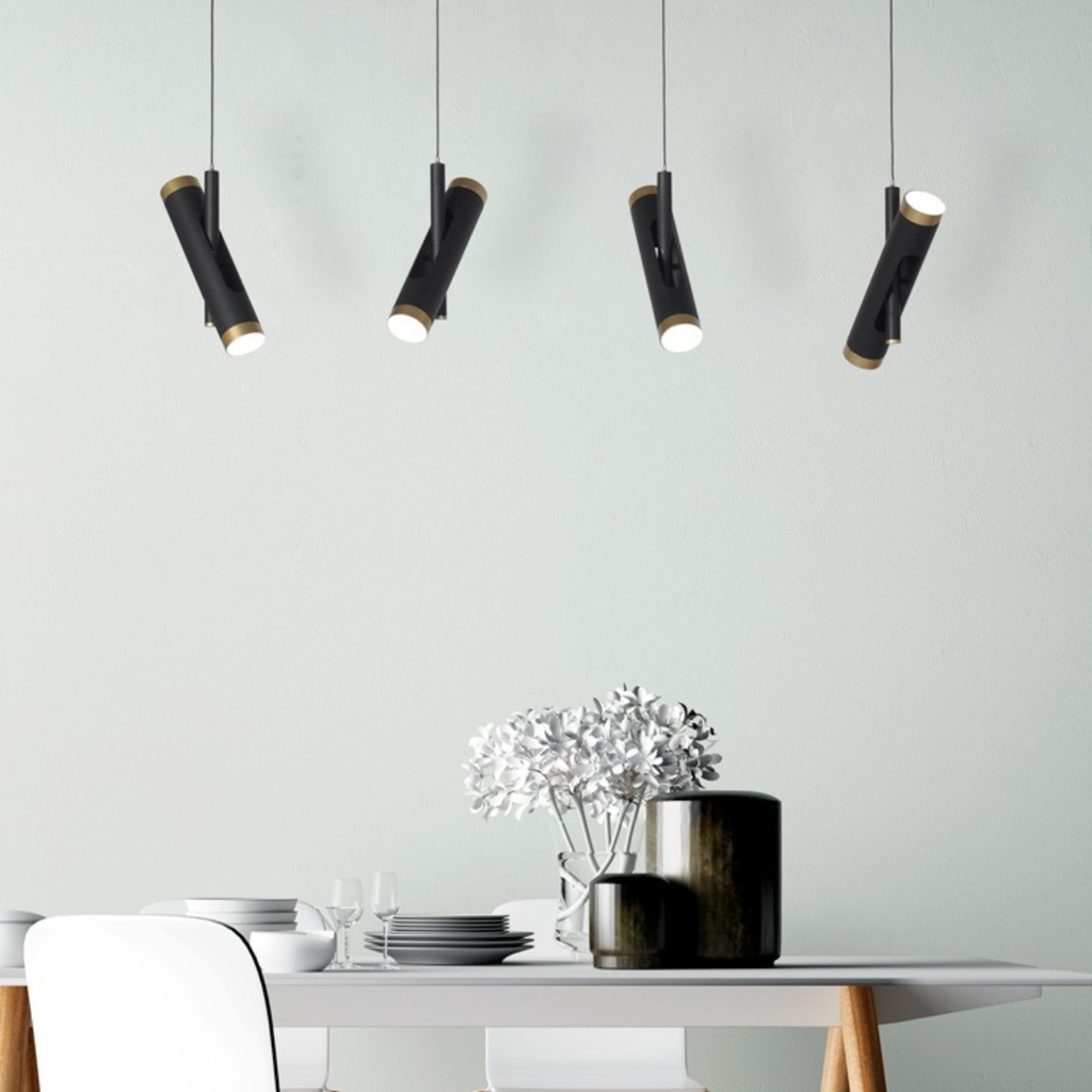 Colgante de 4 luces con movimiento para led de 24w NEGRO