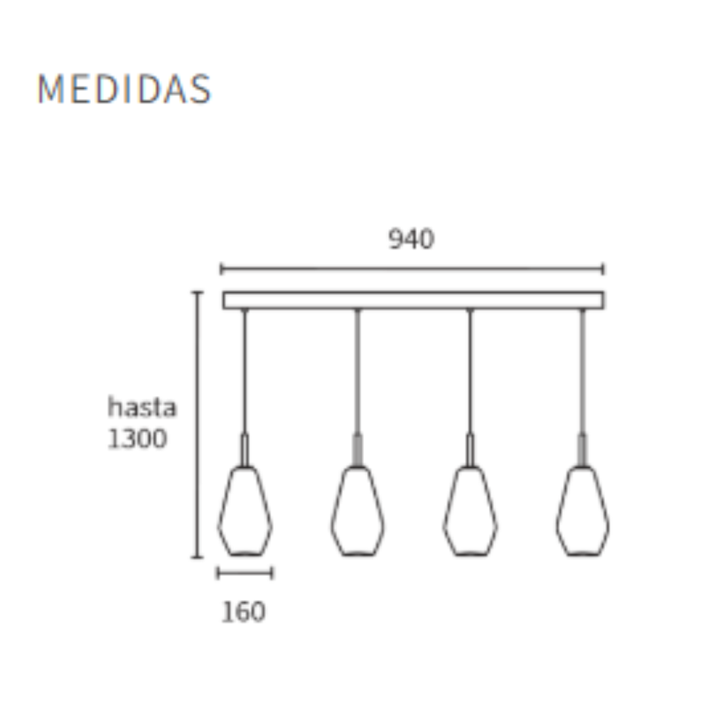 Colgante de 4L con tulipas vidrio rombo transp.