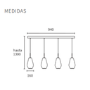 Colgante de 4L con tulipas vidrio rombo transp.