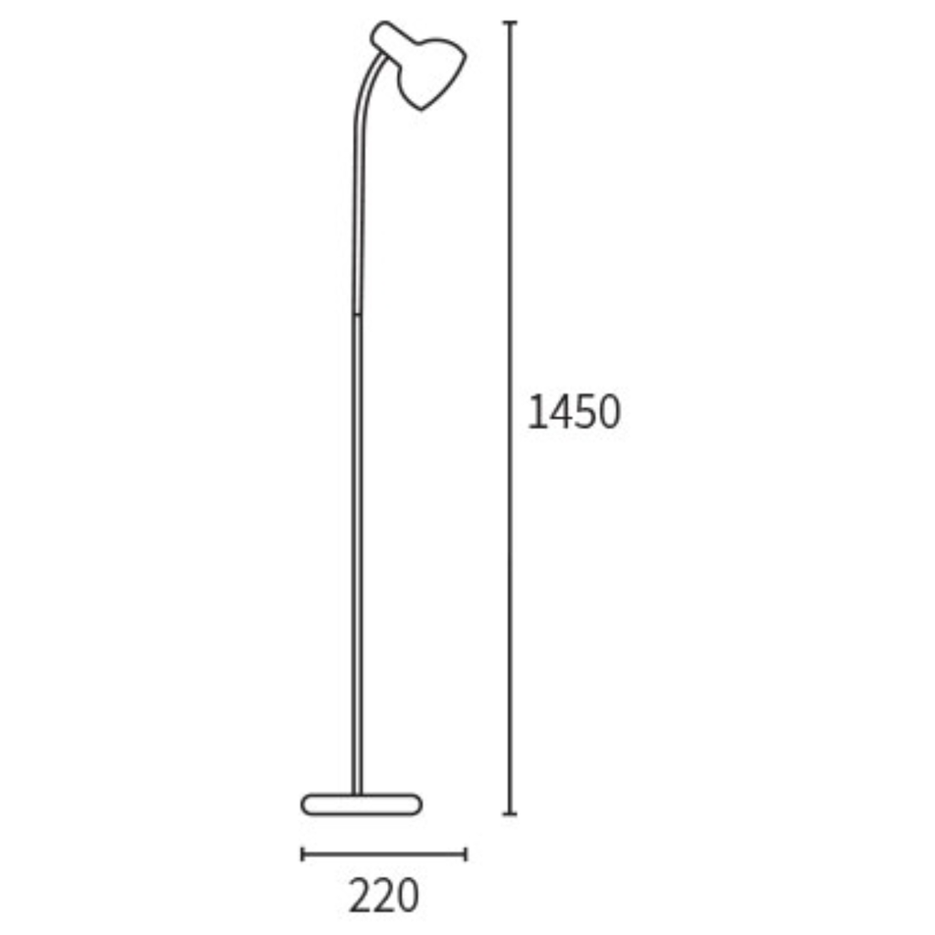 Dis-Lampara de pie con flexible, ø13cm, altura 1.60mts para E27 CROMO