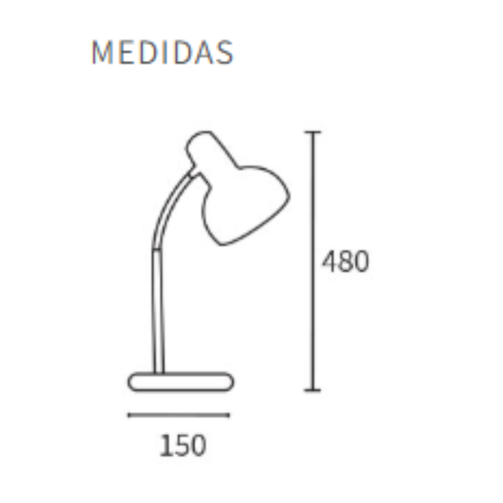 Dis-Velador de mesa con flexible, ø10cm, altura 38cm para E27 PLATIL