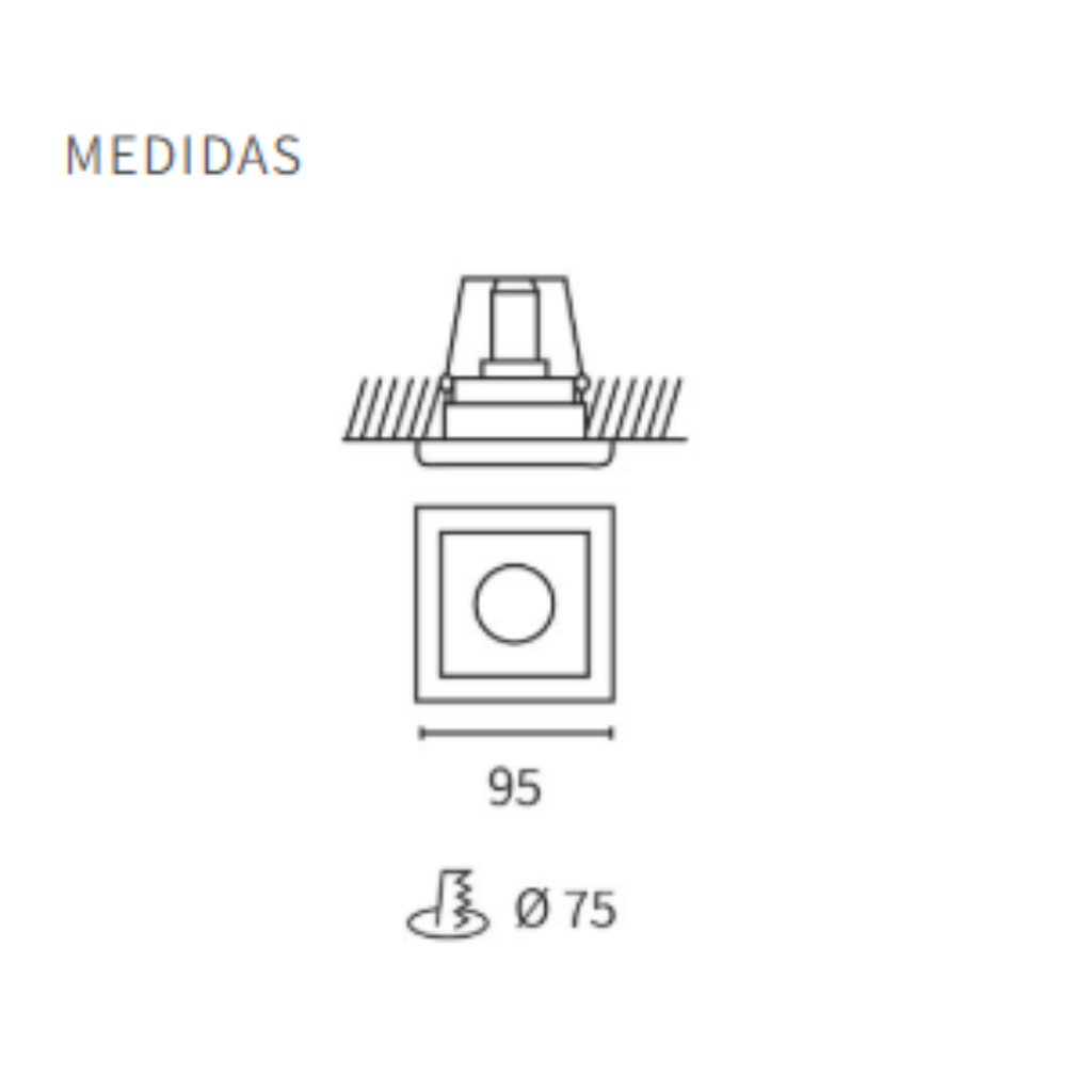 Emb cuadrado movil, aluminio antideslumbrante ngo. para GU10