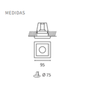 Emb cuadrado movil, aluminio antideslumbrante ngo. para GU10