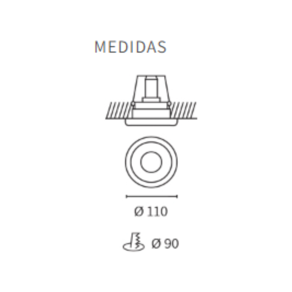 Embutido rerondo movil de aluminio negro para GU10