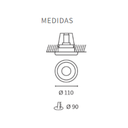 Embutido rerondo movil de aluminio negro para GU10