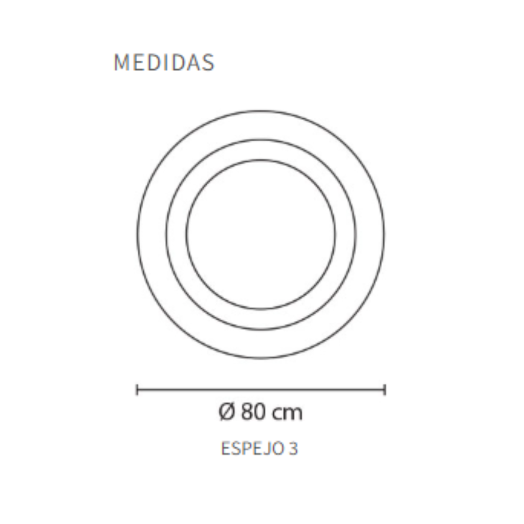 Espejo circular 80cm con luz touch led 28w por dentro