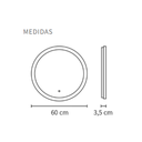 Espejo circular Ø60cm con luz calida, con touch, 24w