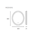 Espejo ovalado vertical de 60x80cm, luz calida; touch; 20w led en todo su contorno 