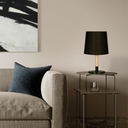 Lampara mesa de madera con pantalla; H32cm Negro