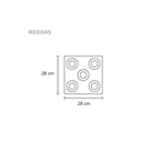 Plafon cuadrado cromo con tulipas de acrilico de 5L x 5w led