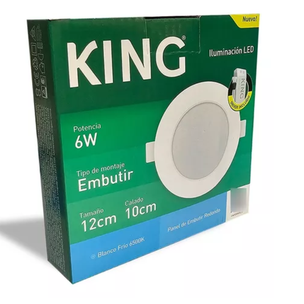 PANEL FLAT CIRCULAR KING 6W AC165-265V FRIO 6500K