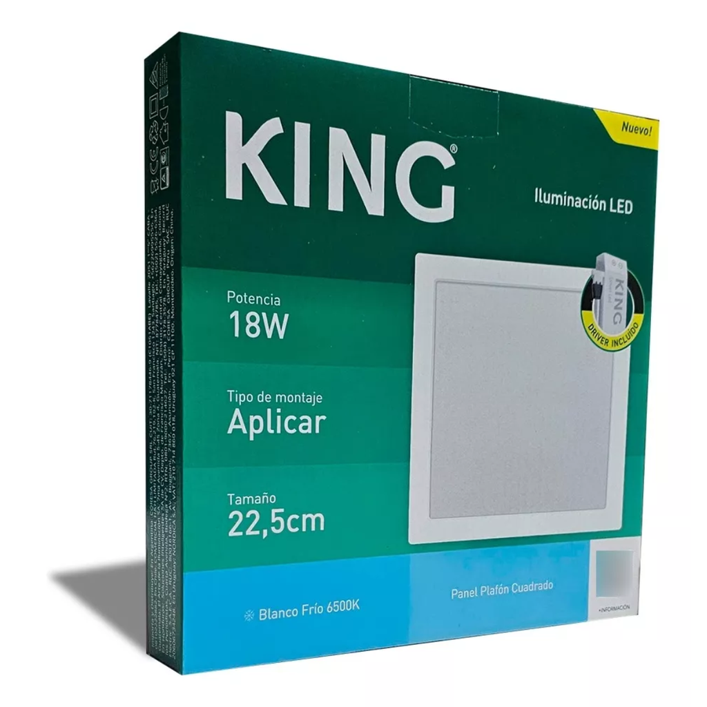 PANEL PLAFON CUADRADO KING 18W AC165-265V FRIO 6500K