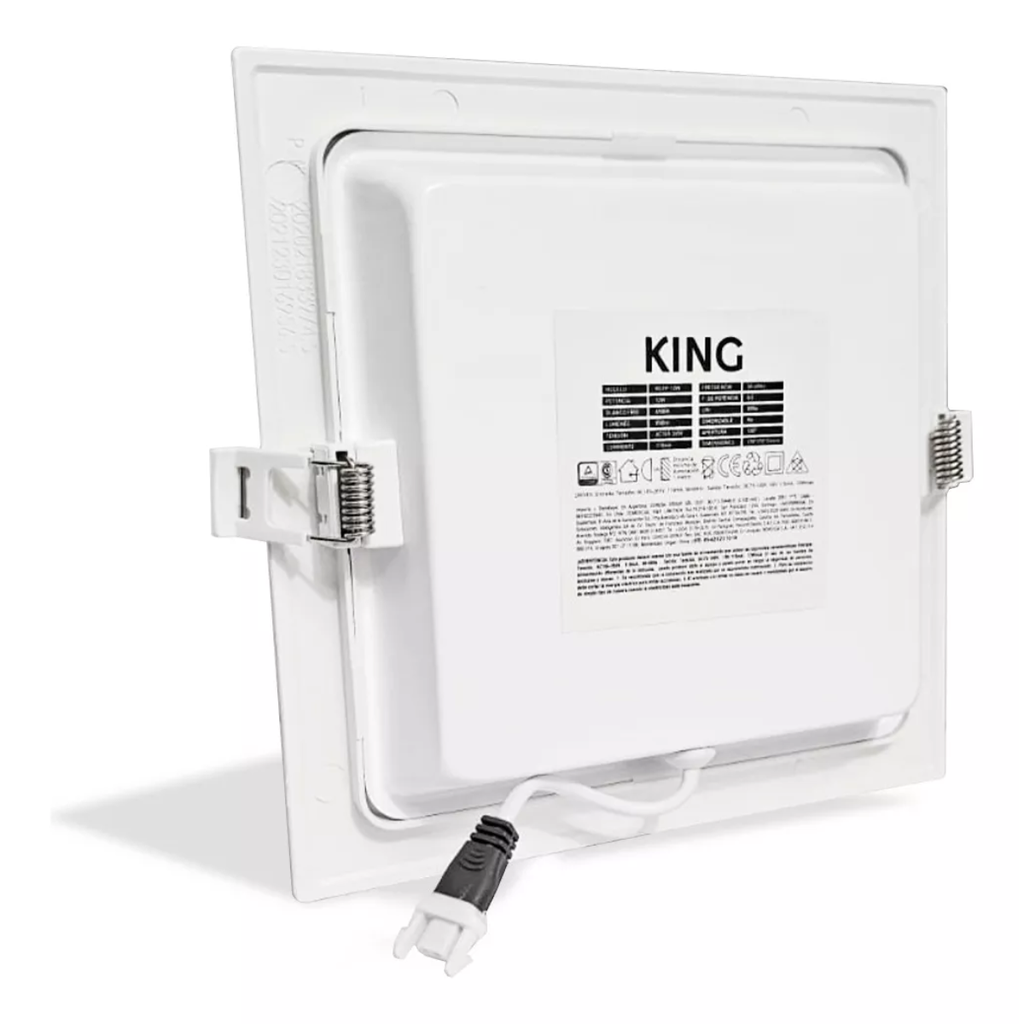 PANEL FLAT CUADRADO KING 12W AC165-265V CALIDO 3000K