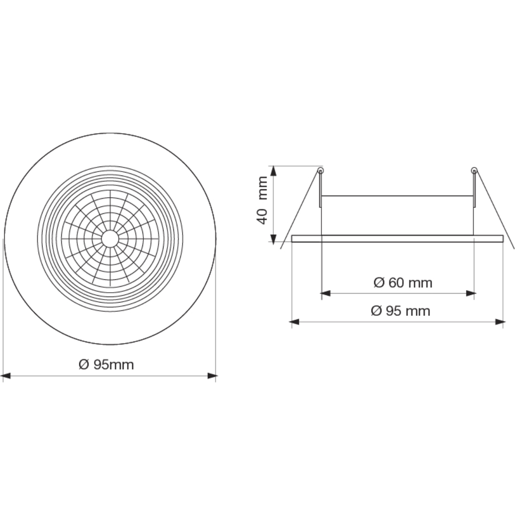 Embutido fijo antideslizante Ø95mmx40mm para lámpara dicroica GU10 negro texturado de aluminio