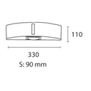 Aplique bidireccional vidrio plano x 2 - E27 Led negro