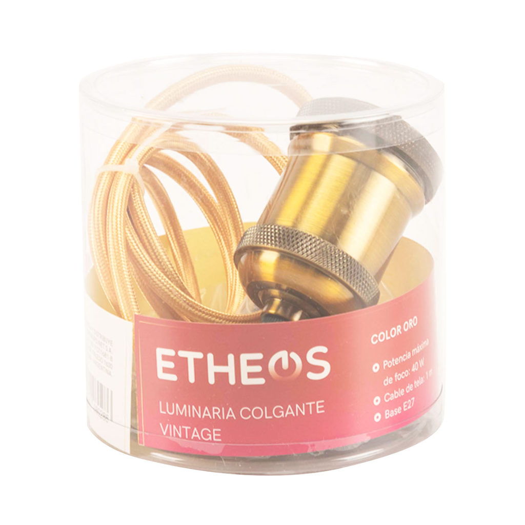 Luminaria Colgante Vintage E-27 1mt Oro
