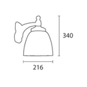 Aplique con ménsula, campana Ø 216 mm negro