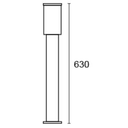 Farola con difusor de polipropileno opal H 630 mm Caño 60 mm x 60 mm x 1,2 mm negra