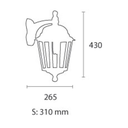 Farol seis caras, cerrado, techo desmontable, ménsula curva polipropileno negro