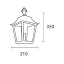 Farol cuatro caras abierto abajo, techo desmontable de colgar de polipropileno color negro
