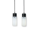 Colgante tubo dos luces pantalla tubo, base redonda pvc negro