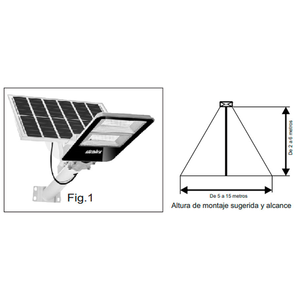Luz  Solar Street inalámbrica  130WLED - Recargable - Batería de litio incorporada Apto intemperie IP65 - Control Remoto incluido - Modo automático encendido noche apagado de día - Temporizador enc. 3 / 5 / 8Hs. Seleccionable - Apagado manual -  KIT DE INSTALACION (BARRAL) Y MONTAJE SIN CARGO