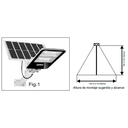 Luz  Solar Street inalámbrica  130WLED - Recargable - Batería de litio incorporada Apto intemperie IP65 - Control Remoto incluido - Modo automático encendido noche apagado de día - Temporizador enc. 3 / 5 / 8Hs. Seleccionable - Apagado manual -  KIT DE INSTALACION (BARRAL) Y MONTAJE SIN CARGO