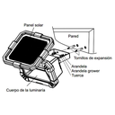 Luz  Solar Garden inalámbrica  25WLED - Recargable - Batería de litio incorporada Apto intemperie IP65 - Encendido automático - modo noche - Apagado de día Recarga por panel solar inalámbrico.