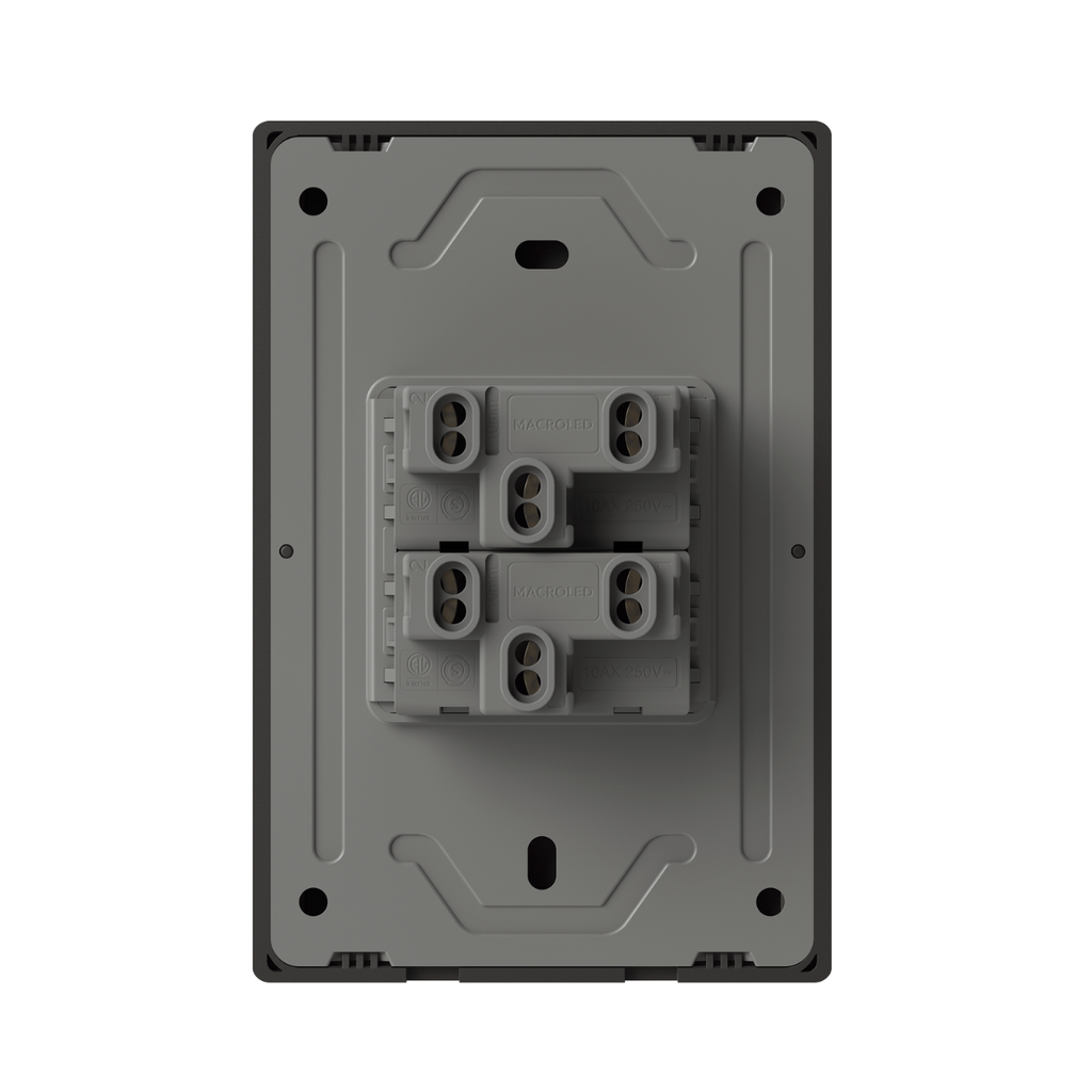 TECLA MILAN NEGRO MACROLED, 2 CANAL, 2 VIAS, AC 250V, 10A MAX. BASTIDOR METALICO