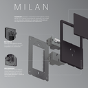 TECLA MILAN NEGRO MACROLED, 2 CANAL, 2 VIAS, AC 250V, 10A MAX. BASTIDOR METALICO