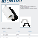 Cabezal direccionable Set Doble para lampara par16 Gu10. Incluye floron blanco