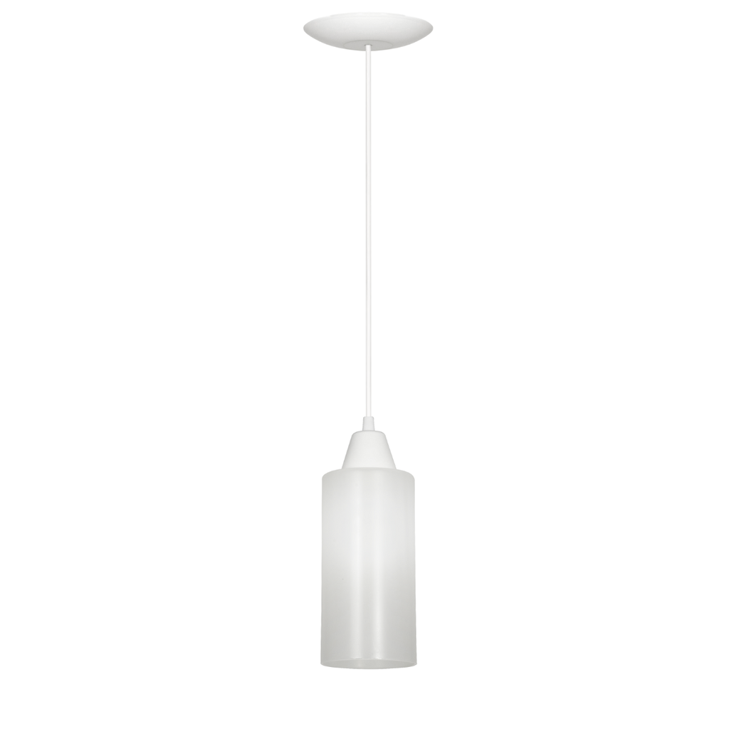 Colgante con tulipa satinada y tacita de plástica BLANCO