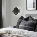 Aplique pared redondo con mov e int. Touch negro 6w+3w
